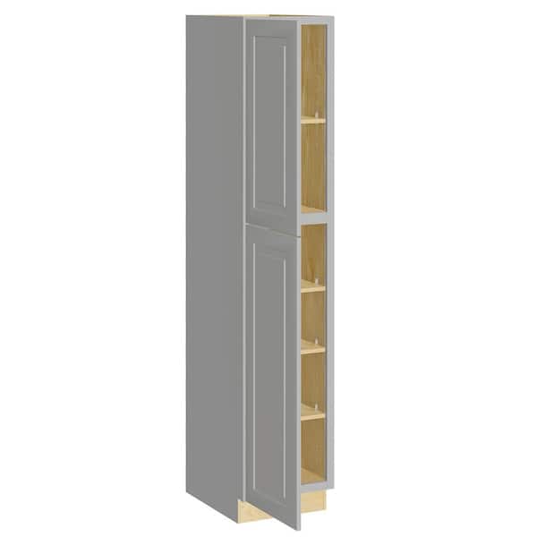 Home Decorators Collection Grayson 18 in. W x 24 in. D x 90 in. H Assembled Plywood Pantry Kitchen Cabinet in Pearl Gray with Soft Close LH