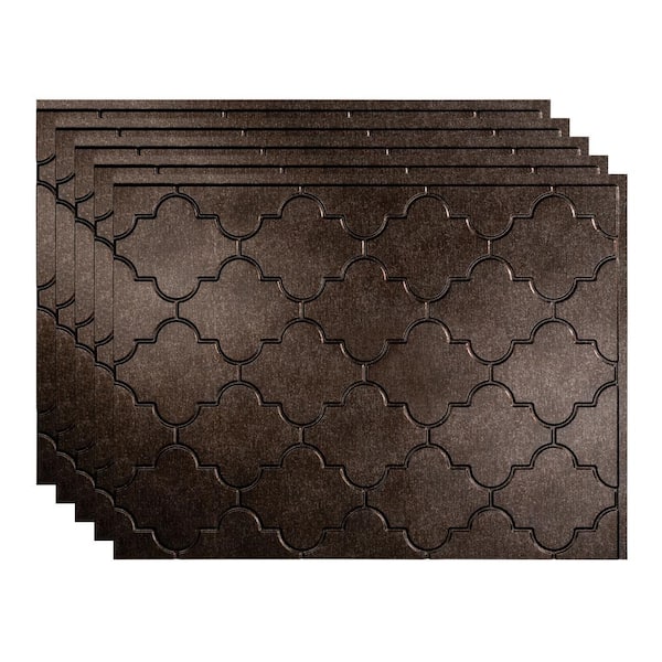 Fasade 18.25 in. x 24.25 in. Monaco Vinyl Backsplash Panel in Smoked Pewter (5-Pack)