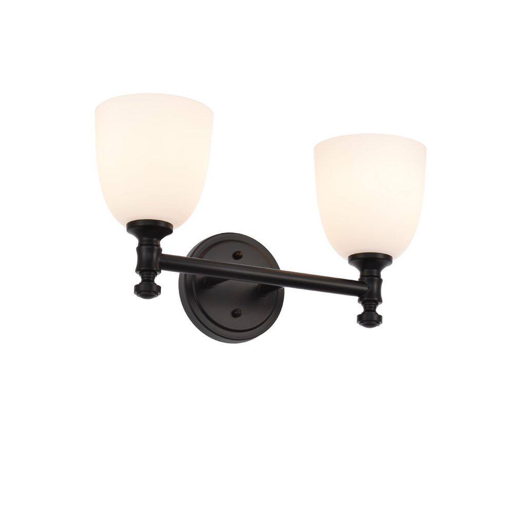 16.3 in. 2-Light Black Bathroom Vanity Light, with Milk White Glass Shades, for Living Room, Bedroom, Hallway, Entryway price history on PriceWatchPro