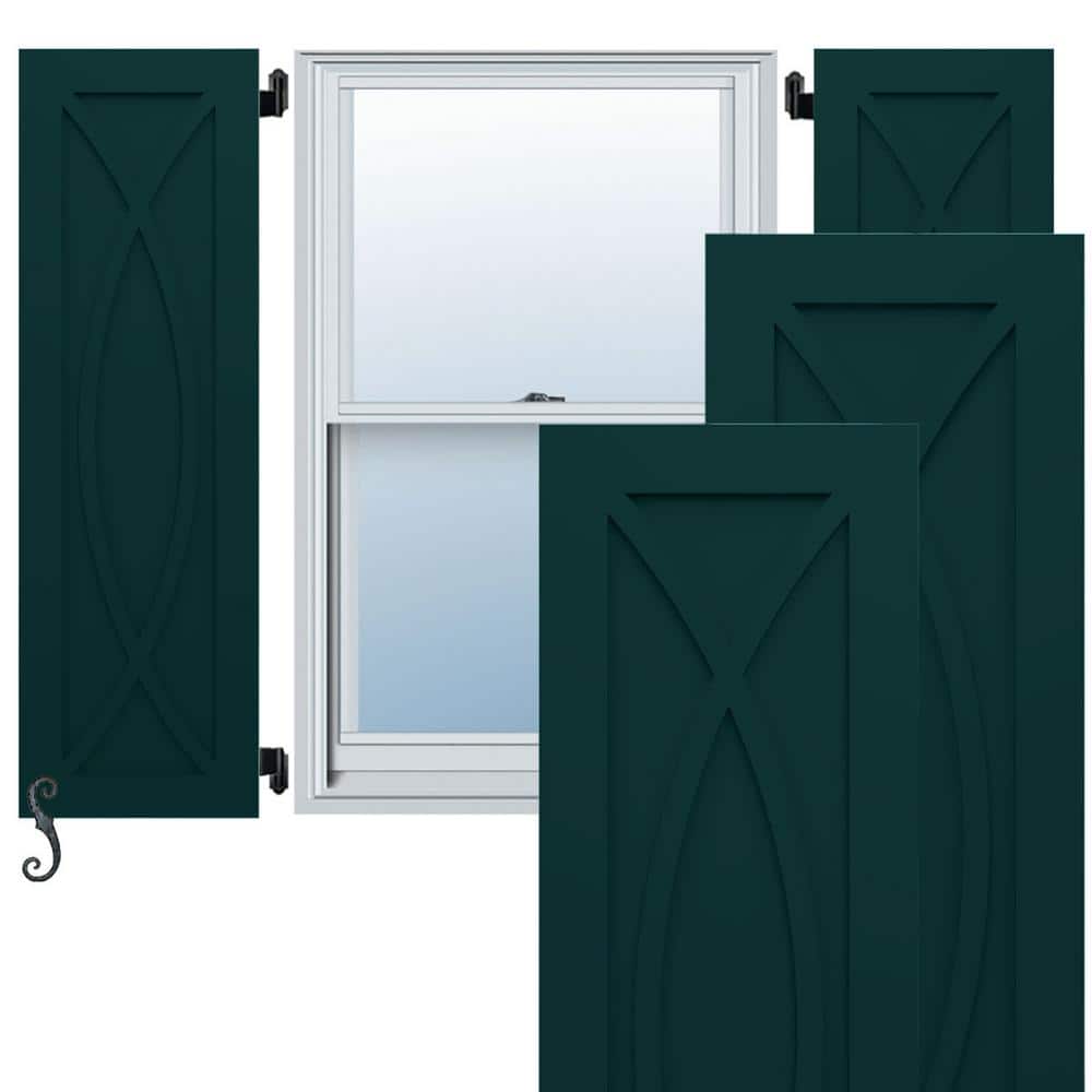 EnduraCore Rosa Modern Style 15 in. W x 69 in. H Raised Panel Composite Shutters Pair in Thermal Green price history on PriceWatchPro