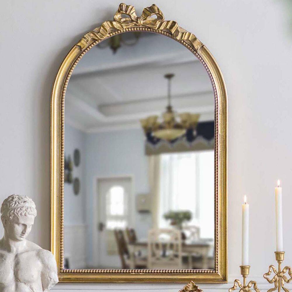 Gold 23.6 in. W x 37.3 in. H Baroque Style Gold Arch Mirror, Metal Arch Frame Decorative Wall Mirror price history on PriceWatchPro