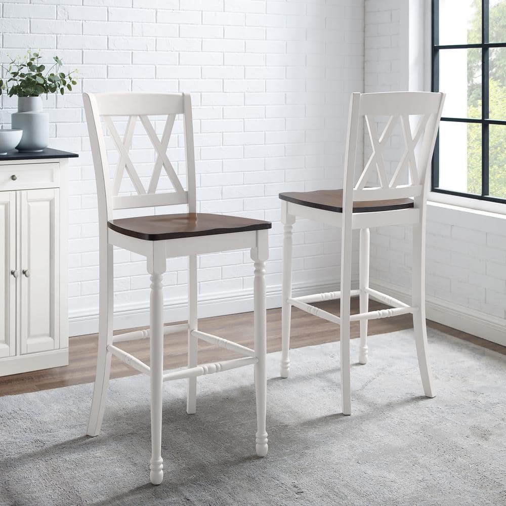 Shelby 47.5" White Wood Double X Bar Stool Set
