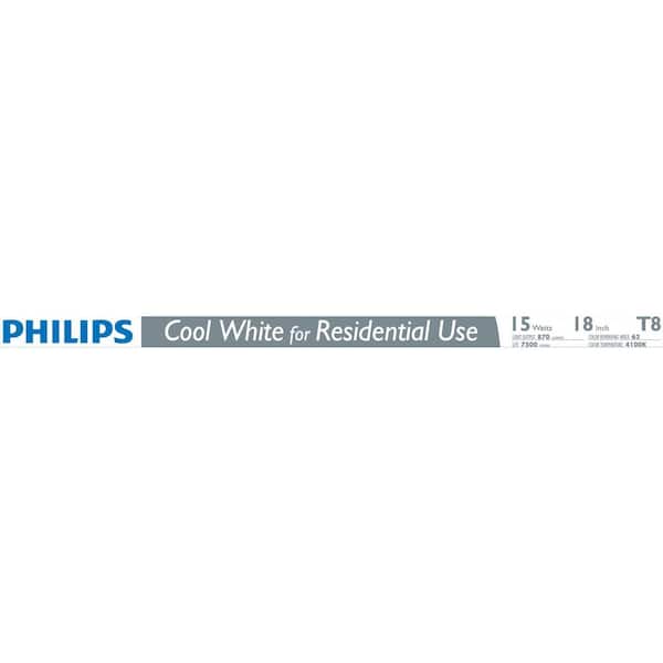 Philips 15-Watt 18 in. Linear T8 Fluorescent Tube Light Bulb Cool White (4100K) Philips 15-Watt 18 in. Linear T8 Fluorescent Tube Light Bulb Cool White (4100K)