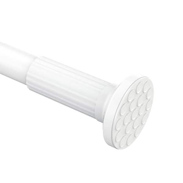 No-Drill Tension Shower Curtain Rod Rust-Resistant Stainless Steel 66 lb. Adjustable 51 to 126 in. White