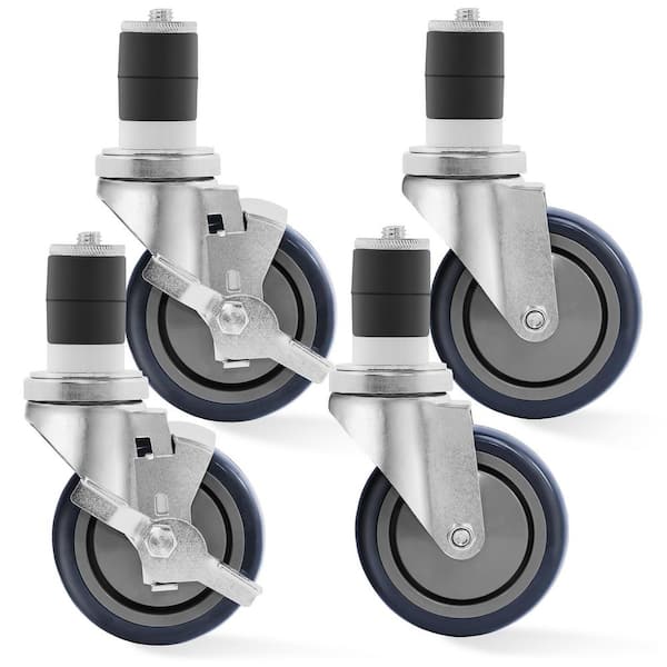 KUTLER 4 in. Caster Wheels for Stainless Steel Silver Commercial Kitchen Prep Table-(Set of 4)