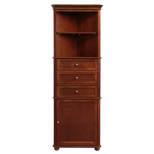 Hampton Harbor 23 in. W x 13 in. D x 68 in. H Brown Freestanding Linen Cabinet