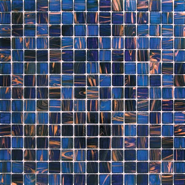 Apollo Tile Mingles 4" x 6" Glossy Space Blue Glass Mosaic Uniform square Wall and Floor Sample Tile (0.13 sq. ft./Piece) (1-Pack)