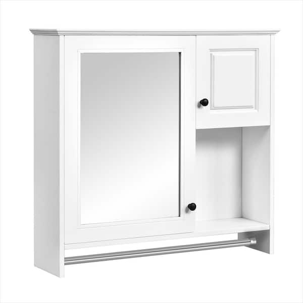 Avex White 30 in. W x 28 in. H Rectangular MDF Medicine Cabinet with Mirror
