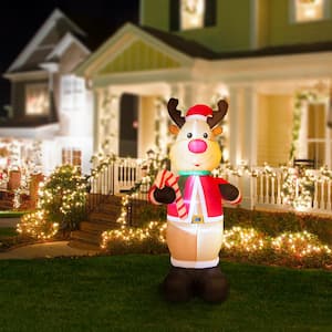 8 ft. Lighted Inflatable Reindeer Decor