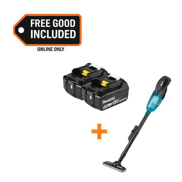 18V LXT Lithium-Ion Battery Pack 5.0 Ah with LED Charge Level Indicator (2-Pack) with 18V LXT Handheld Vacuum