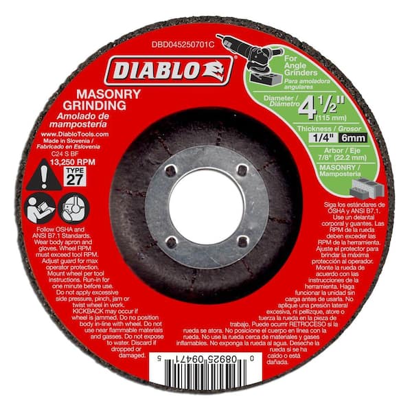 DIABLO 4-1/2 in. x 1/4 in. x 7/8 in. Masonry Grinding Disc with Type 27 Depressed Center