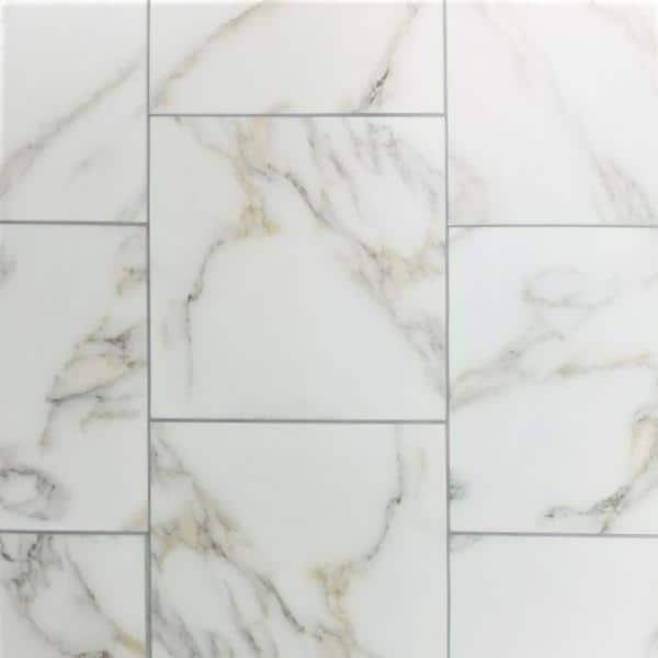 Abolos Nature 36-Pack Calacatta Gold White/Matte 8-in x 8-in Matte Glass Marble Look Wall Tile