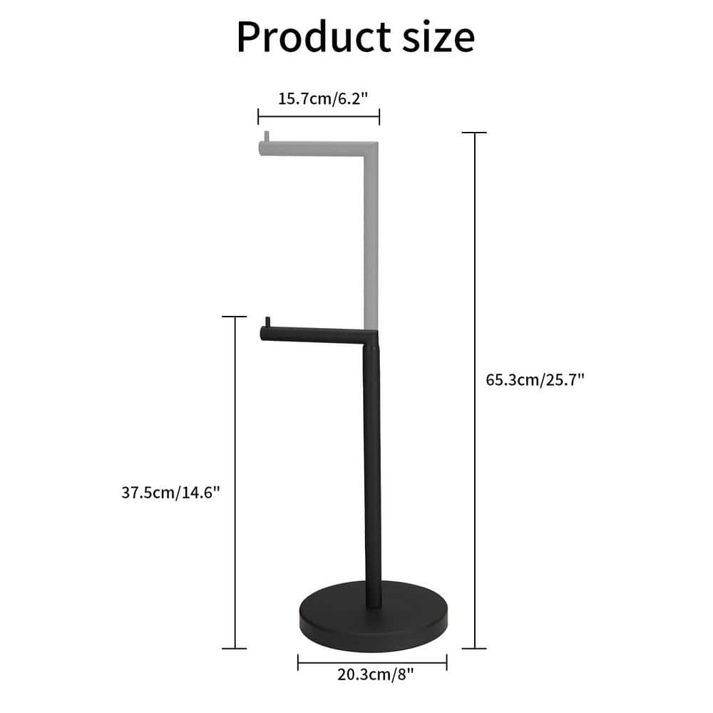 Matte Black Adjustable Freestanding Toilet Paper Holder