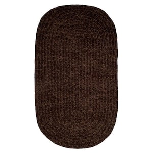 Chenille Braid Collection Chesnut 22" x 40" Oval 100% Polyester Reversible Solid Area Rug