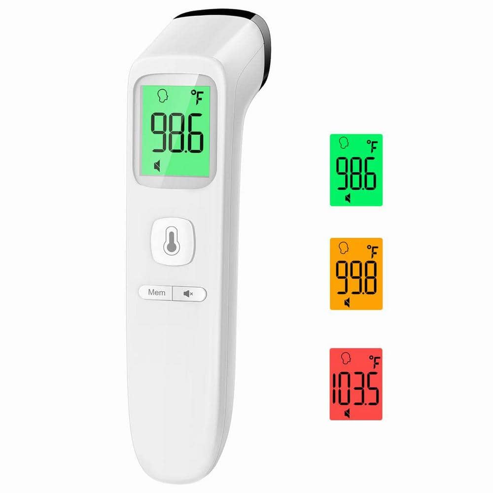 White No-Touch Digital Thermometer with Fever Alarm for Adults Kids Baby, 1