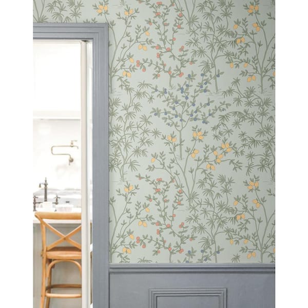Vintage Duck Egg Lemon Grove Non Woven Premium Peel and Stick Wallpaper