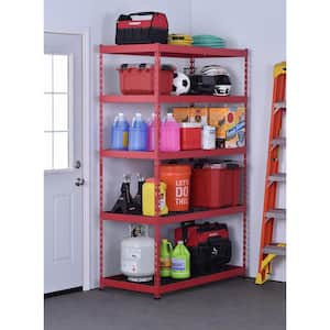 5-Shelf Steel Heavy-Duty Garage Storage Shelving Unit in Red (48 in. W x 24 in. D x 78 in. H)