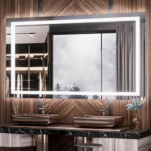 60 in. W x 36 in. H Rectangular Frameless LED Light Anti-Fog Wall Bathroom Vanity Mirror with Backlit and Front Light
