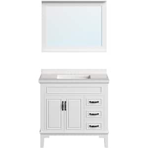 35.43 in. W x 22.05 in. D x 33.46 in. H SLanesboro Vanity Cabinet with Sink, 3 Drawers, White Cabinet