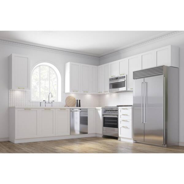 Cambridge Quick Assemble Modern Style, Shaker White 33 in. Base Kitchen Cabinet, 2 Door (33 in. W x 24 in. D x 34.50 in. H)