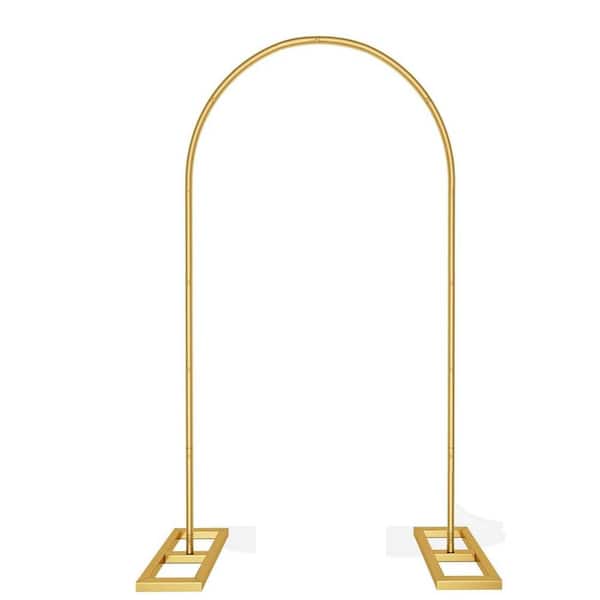 6.5 ft. Gold Metal Wedding Flower Arch Frame Balloon Backdrop Stand w/ Stable Base for Bridal Baby Shower Ceremony Party