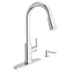 Raviv Single Handle Pull Down Sprayer Kitchen Faucet with Triple Spray and Lever Handles in Polished Chrome