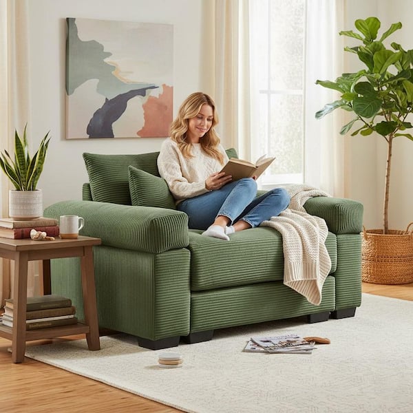 Homy Casa ZCHYJH 54.3 in. Pillow Top Arm Corduroy Curved
