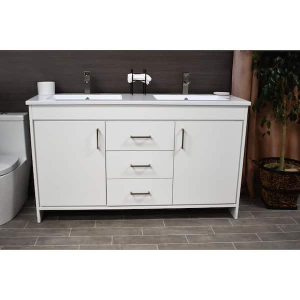 VINGLI Modern Pedestal Under Sink Storage 2-Door Bathroom Vanity with