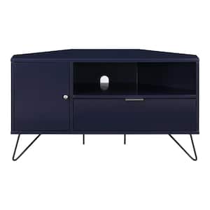 Chappa 41.38 in. Navy Corner TV Stand Fits TV's up to 47.58 in. with Open Shelf