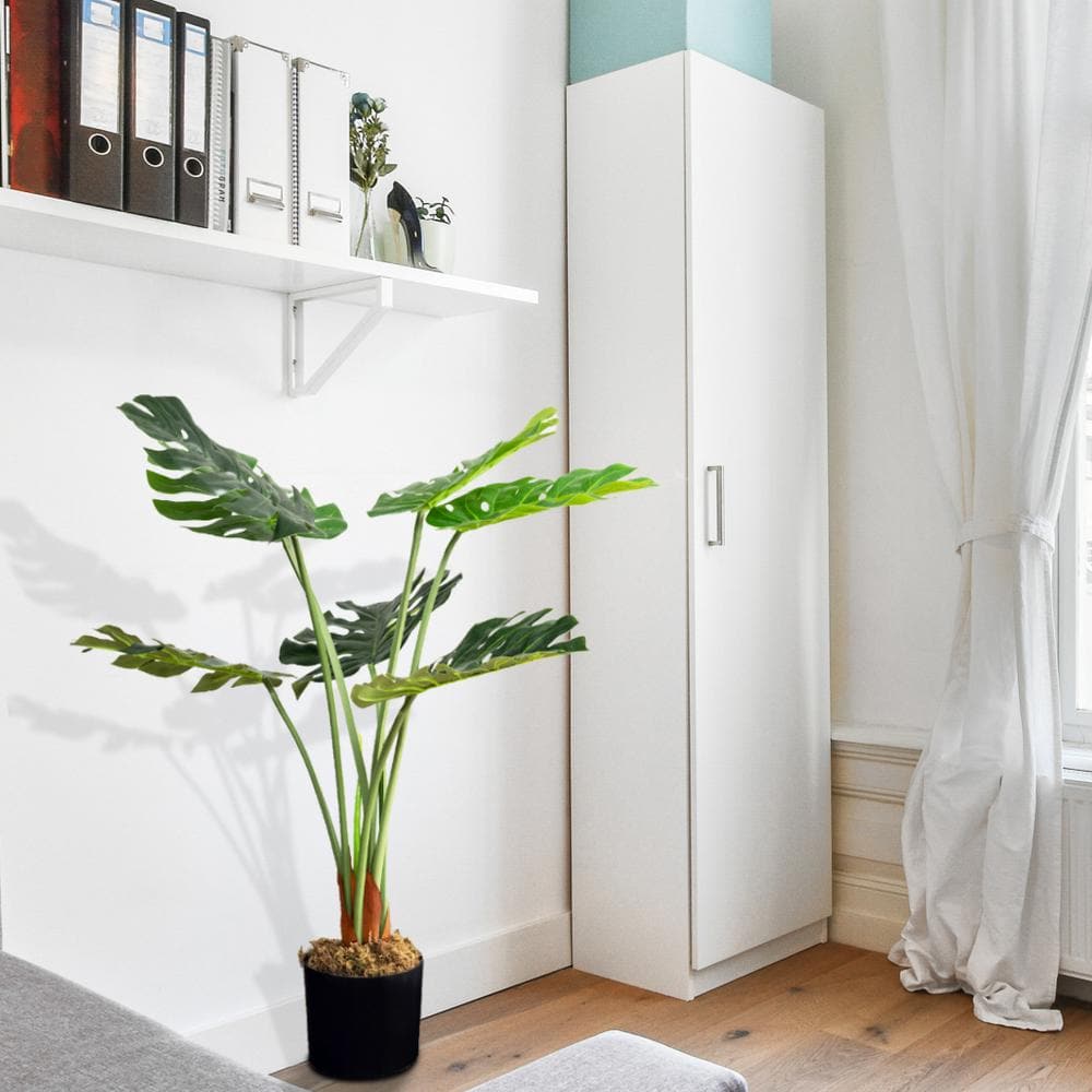 Summer Breeze 36" Faux Monstera in Sleek Black Pot