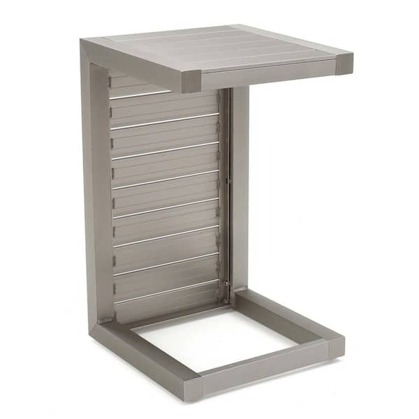 Metallic Silver Outdoor Side Table