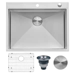 28 in. Drop-In Tight Radius Topmount 16-Gauge Stainless Steel Kitchen Sink Single Bowl