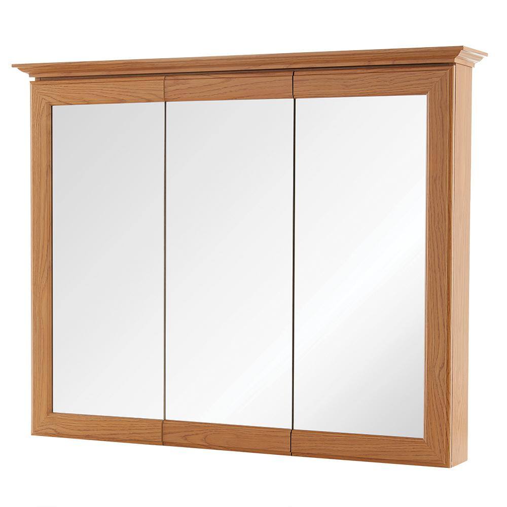 36-5/8 in. W x 29-1/4 in. H Fog Free Framed Surface-Mount Tri-View Bathroom Medicine Cabinet in Oak 36-5/8 in. W x 29-1/4 in. H Fog Free Framed Surface-Mount Tri-View Bathroom Medicine Cabinet in Oak