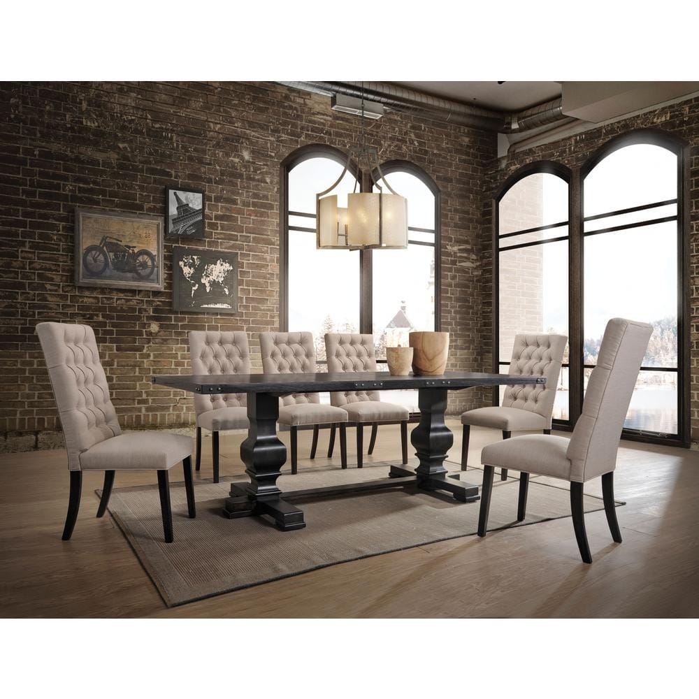 Vintage Black Reclaimed Wood Rectangular Dining Table, 88"
