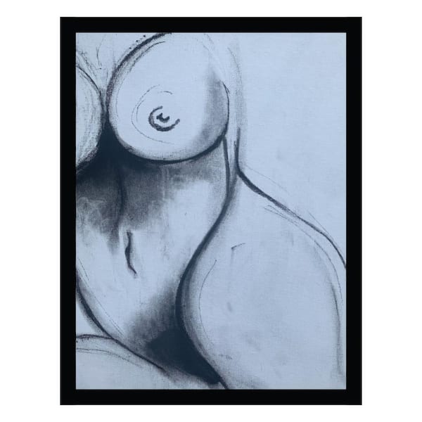 VENICE BEACH Collections WahlArt Design Charcoal Beauty, All Woman-Framed Print by Sarah Wahl People Poster Art Print 18 in. x 14 in.