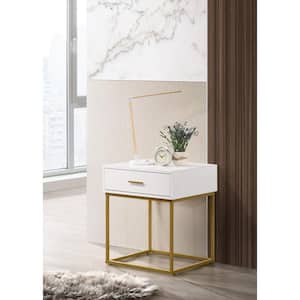 Catalina 1-Drawer White Nightstand 24 in. H x 20.5 in. W x 18.5 in. D