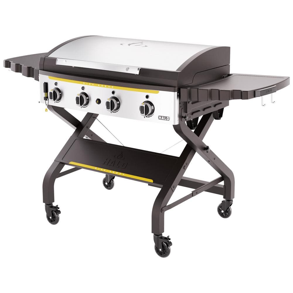 HALO Elite4B 36 in. 4-Burner 8 Zone Outdoor Propane Black Griddle Flat Top Grill