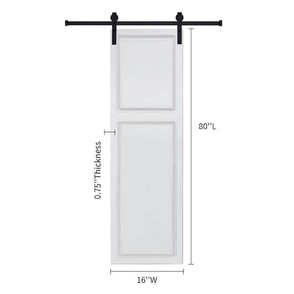 2-Panel Cottage style door 3/4 in. thick 16 in. x 80 in. MDF White Barn Sliding Door With Hardware kit