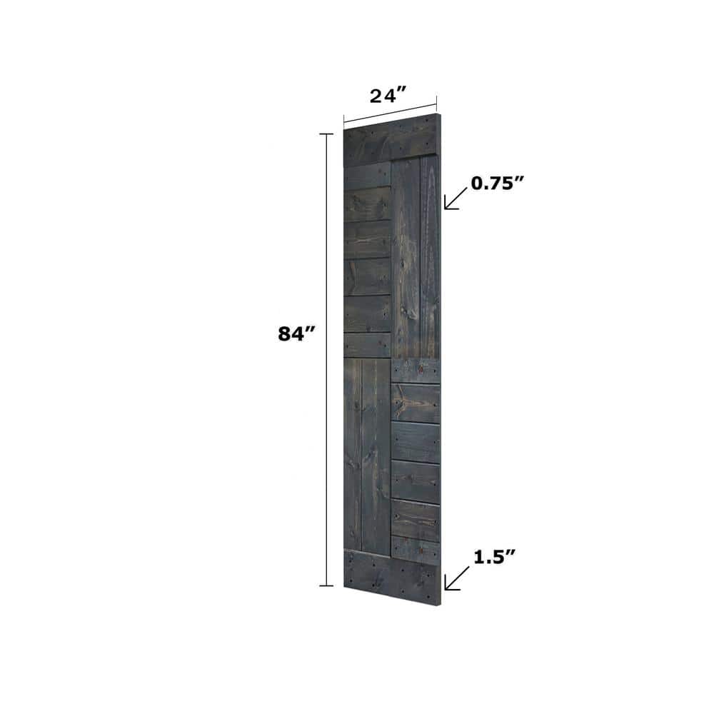 Aged Barrel Multi-Color Paneled Pine Wood Sliding Barn Door