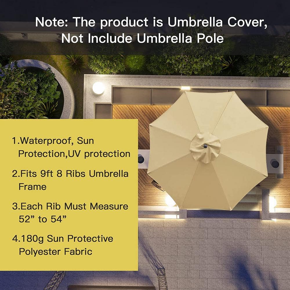 Tan 9 ft. Round Cantilever Patio Umbrella with Aluminum Pole