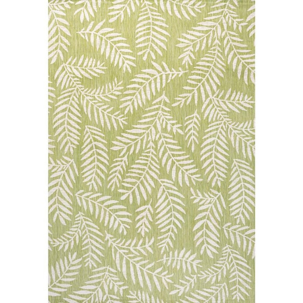 Nevis Palm Frond Green/Cream 9 ft. x 12 ft. Indoor/Outdoor Area Rug