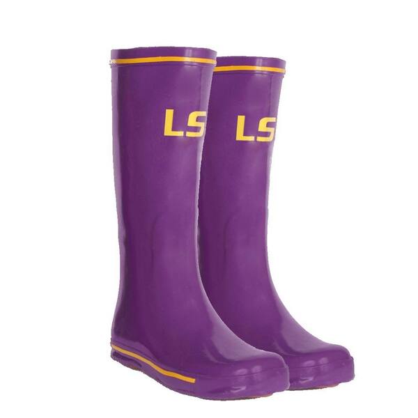 FANSHOES 12 in. Rubber NCAA LSU Team Boots Size 9-DISCONTINUED