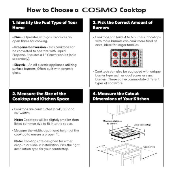 Cosmo 36 in. Gas Cooktop in Stainless Steel with 6 Burners COS