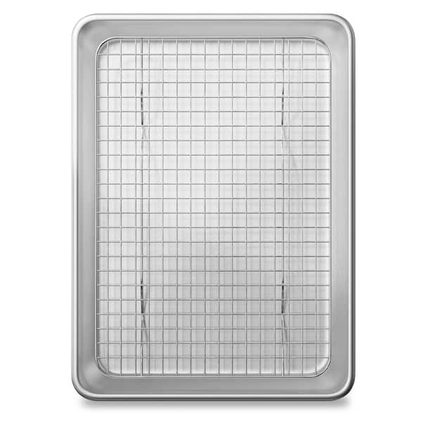 Baking Pan Set 13 x 18 Aluminum Baking Pan with Stainless Steel Cooling Rack, Oven Safe to 500°F, Set of 2