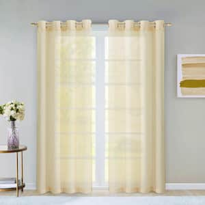 Beige Extra Wide Grommet Sheer Curtain - 55 in. W x 84 in. L