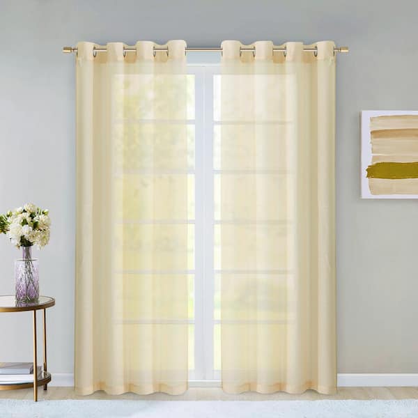 Dainty Home Beige Extra Wide Grommet Sheer Curtain - 55 in. W x 84 in. L