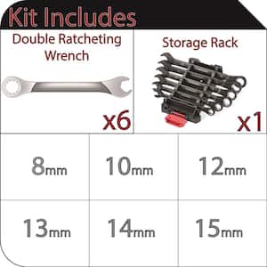 100-Position MM Double Ratcheting Wrench Set (6-Piece)