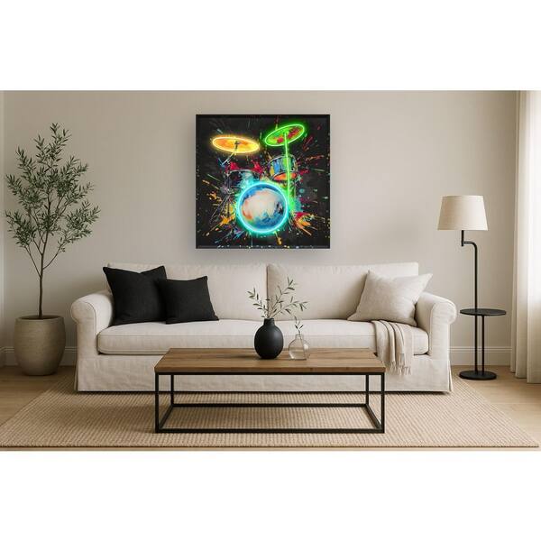 Classy Art 1-Piece Framed Mixed Media Music Wall Art 37 in. x 37