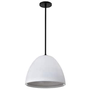 Collins 1-Light Matte Black Transitional Pendant Light Fixture with Matte Black Ceramic Shade