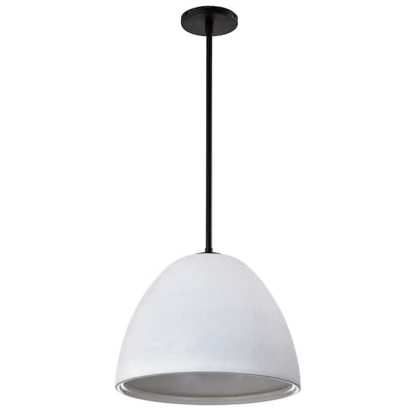 SATCO Collins 1-Light Matte Black Transitional Pendant Light Fixture with Matte Black Ceramic Shade
